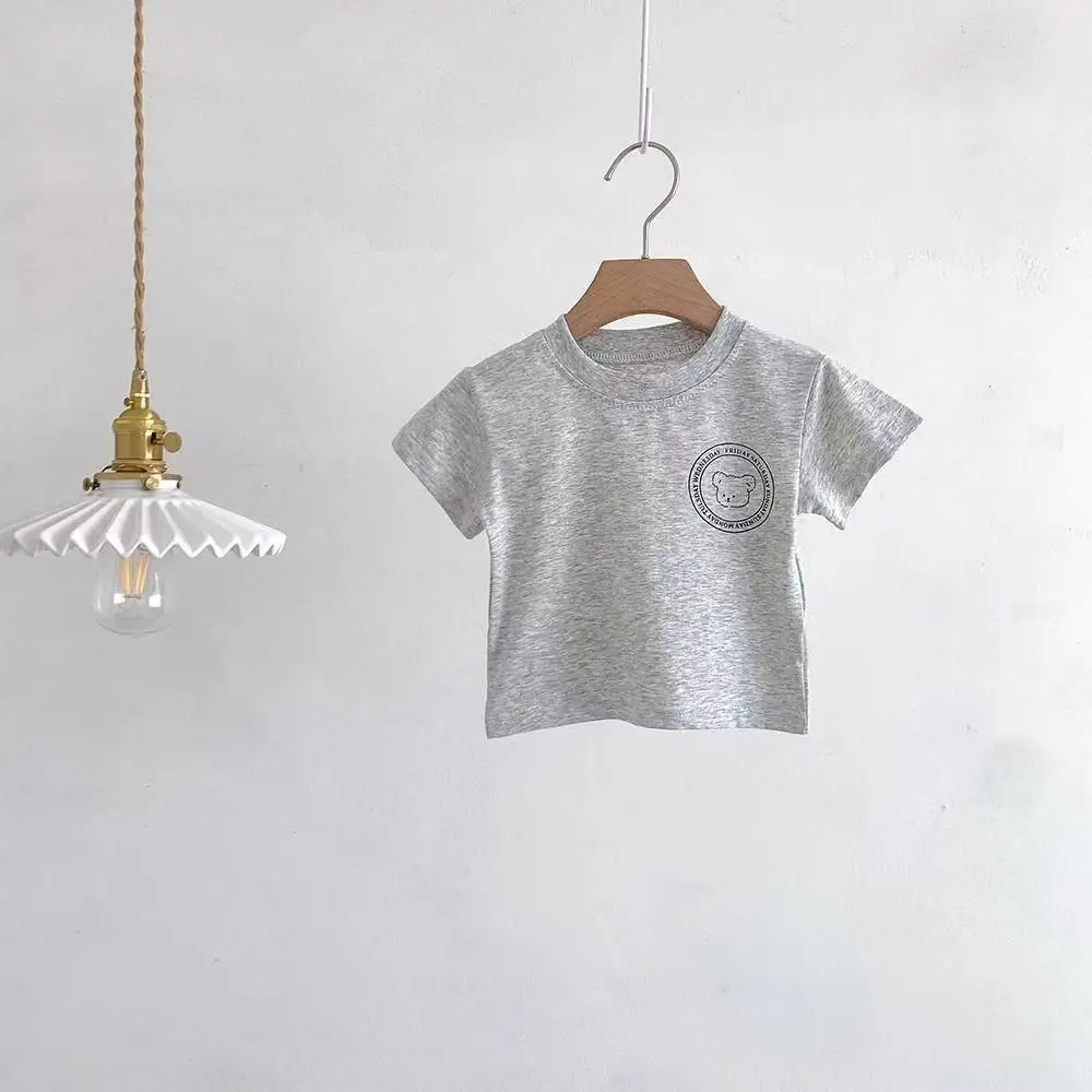Pure Cotton Kids T-Shirt Grey Printed Half Sleeve