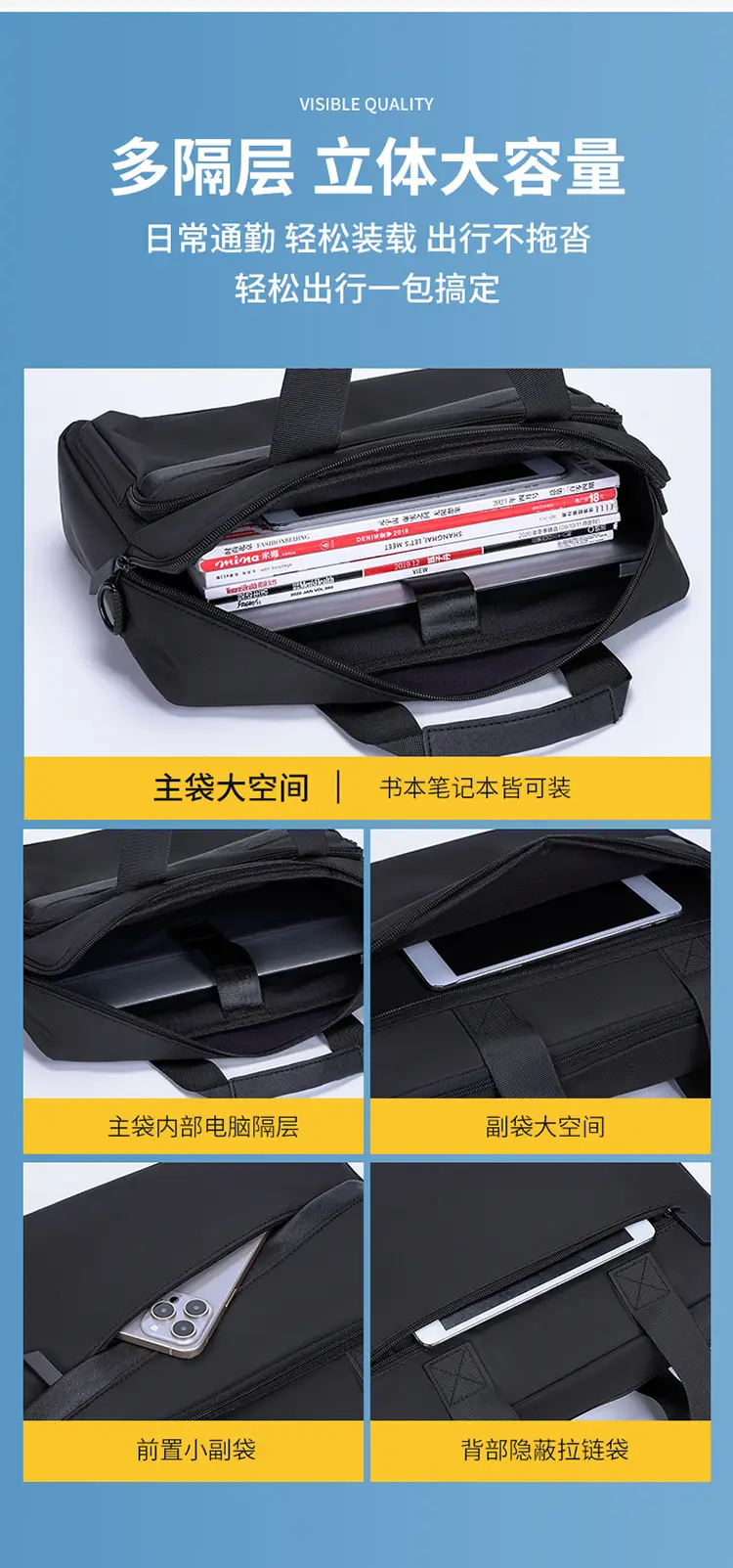 Business Laptop Bag Black 2025 Large Capacity Shoulder Crossbody — feature 11