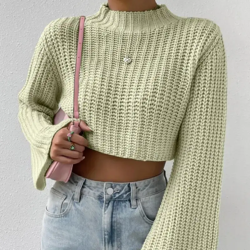 Women Knitted Crossbody Sweater Jacket Pink White - Image 11