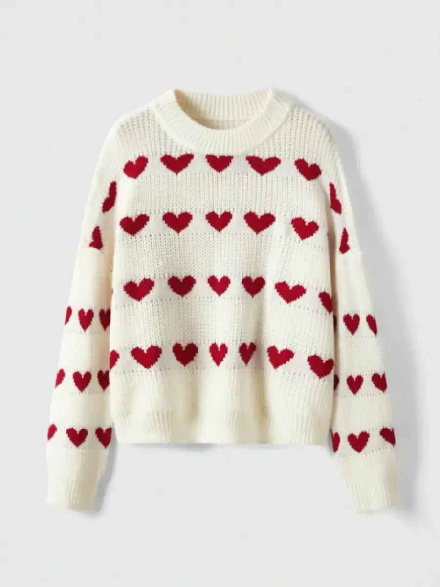 Women Knitted Crossbody Sweater Jacket Pink White - Image 14