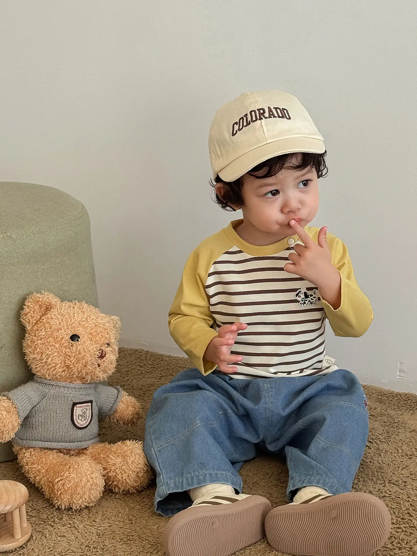 Kids Korean Style Striped T-Shirt Small Left Right