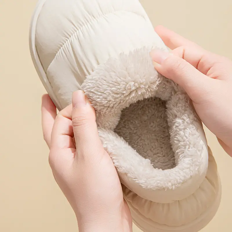 Down Cloth Cotton Slippers for Women in Autumn and Winter Indoor Home Warm and Cold-Proof Couples Thick-Soled Non-Slip Outer Cotton Shoes for All Seasons