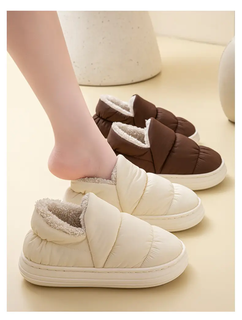 Down Cloth Cotton Slippers for Women in Autumn and Winter Indoor Home Warm and Cold-Proof Couples Thick-Soled Non-Slip Outer Cotton Shoes for All Seasons — feature 15