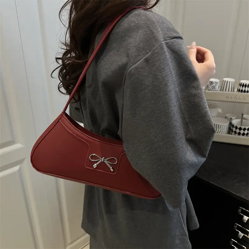 Red Bow Shoulder Bag for Women Commute Shopping - Image 8