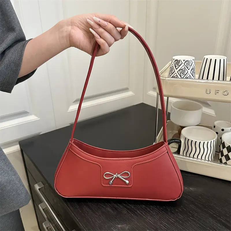 Red Bow Shoulder Bag for Women Commute Shopping - Image 2