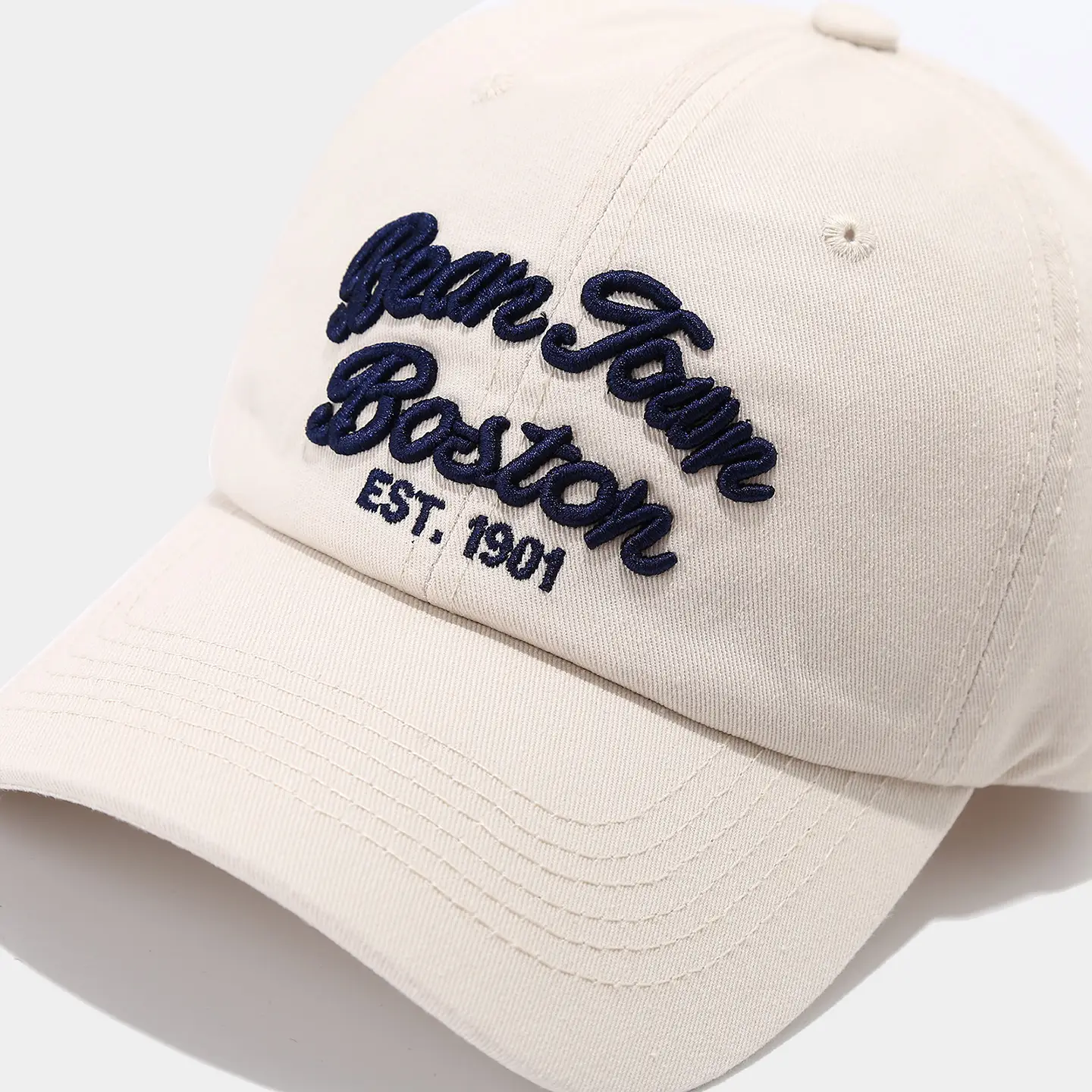 Vintage Boston Embroidered Baseball Cap Navy — feature 12