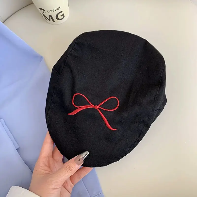 Women Bow Forward Hat Sweet Spring Summer Light Thin Smiling Duck Cap