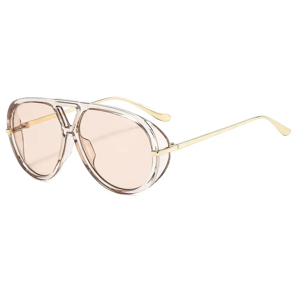 Men Retro Large Frame Sunglasses Black Gold - Image 12