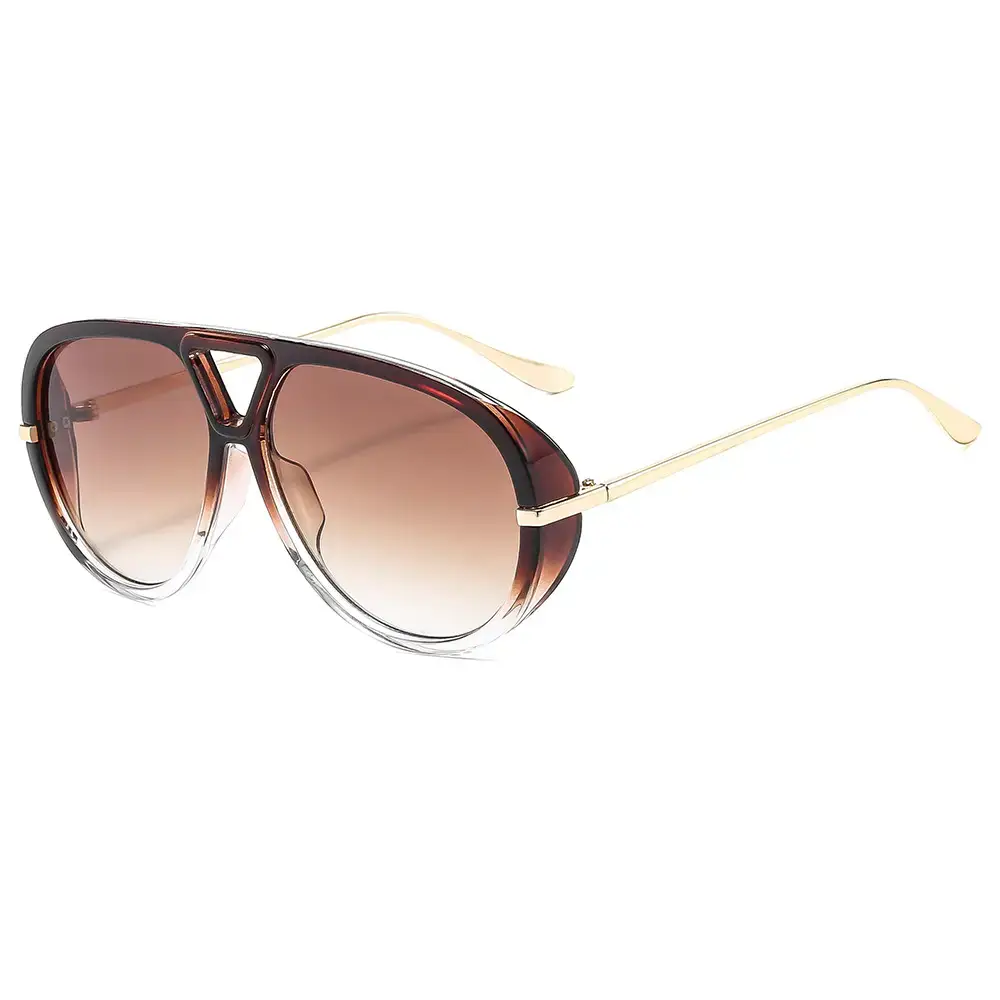 Men Retro Large Frame Sunglasses Black Gold - Image 14