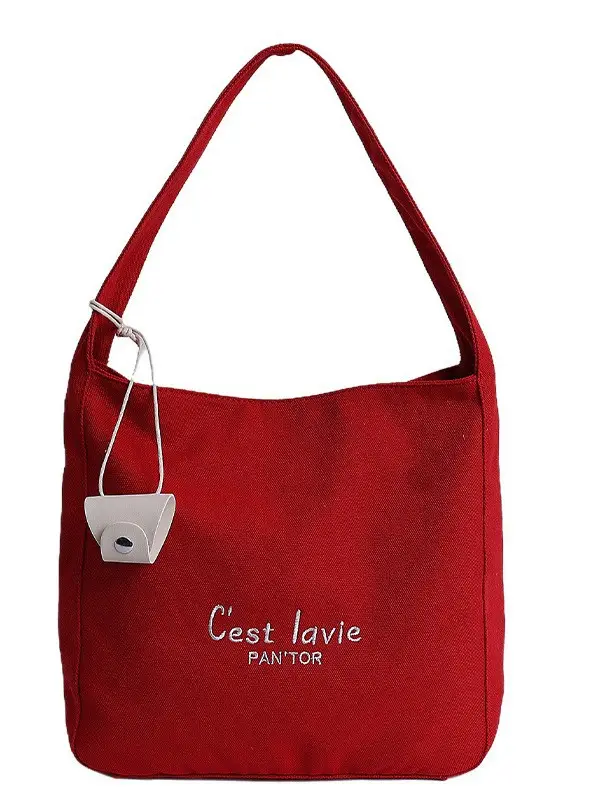Red Canvas Shoulder Bag for Women Large Capacity 2025 - Image 8