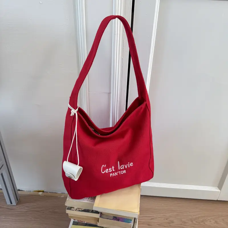 Red Canvas Shoulder Bag for Women Large Capacity 2025 — feature 14