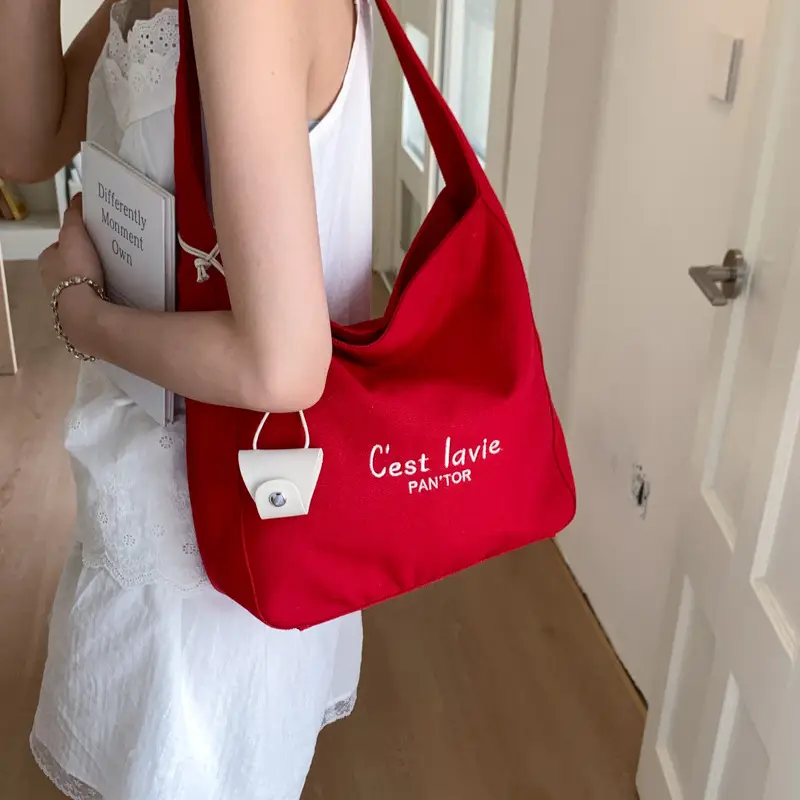 Red Canvas Shoulder Bag for Women Large Capacity 2025 — feature 22