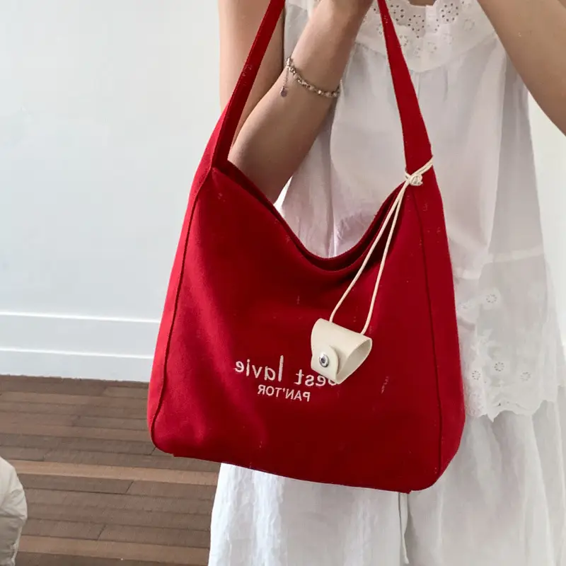 Red Canvas Shoulder Bag for Women Large Capacity 2025 — feature 23