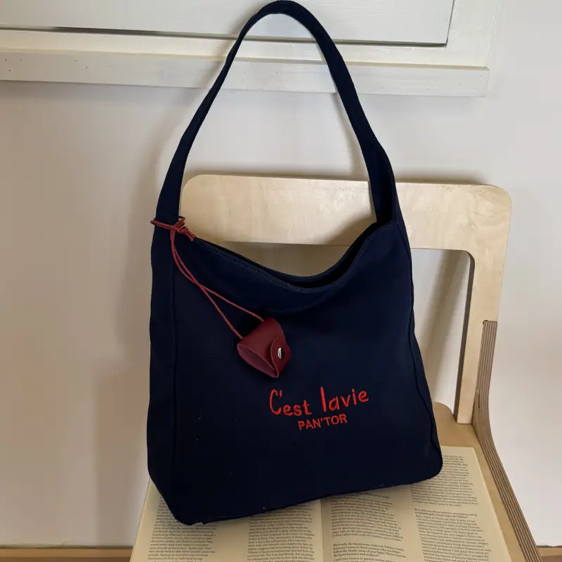 Red Canvas Shoulder Bag for Women Large Capacity 2025 - Image 3