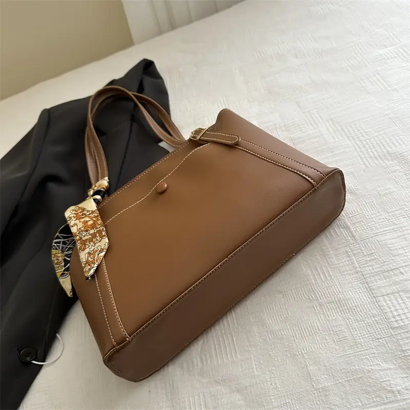 Women Satchel Bag Brown Leather Large Capacity Crossbody - Image 6