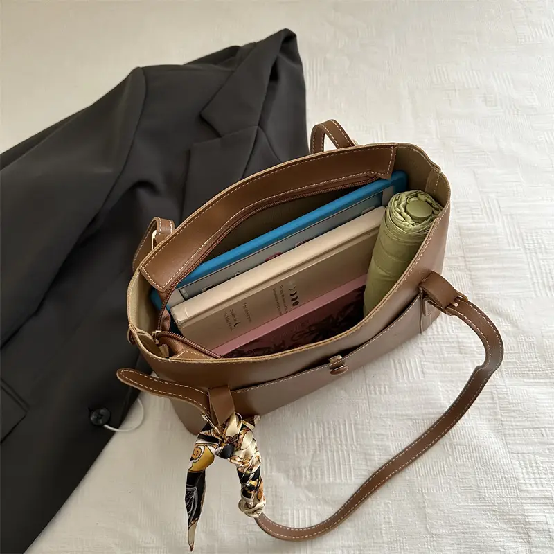 Women Satchel Bag Brown Leather Large Capacity Crossbody - Image 8