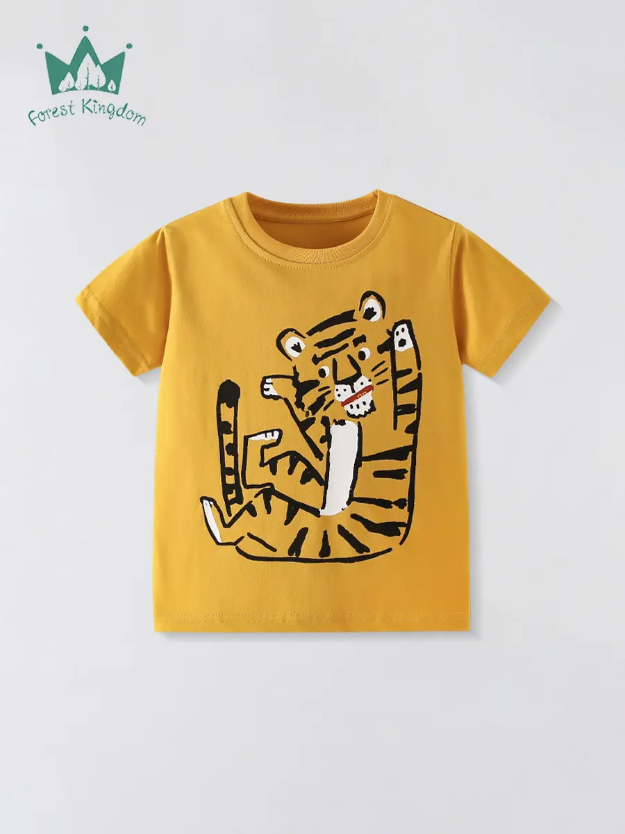 Pure Cotton Cartoon Tiger T-Shirt for Boys Summer Wear