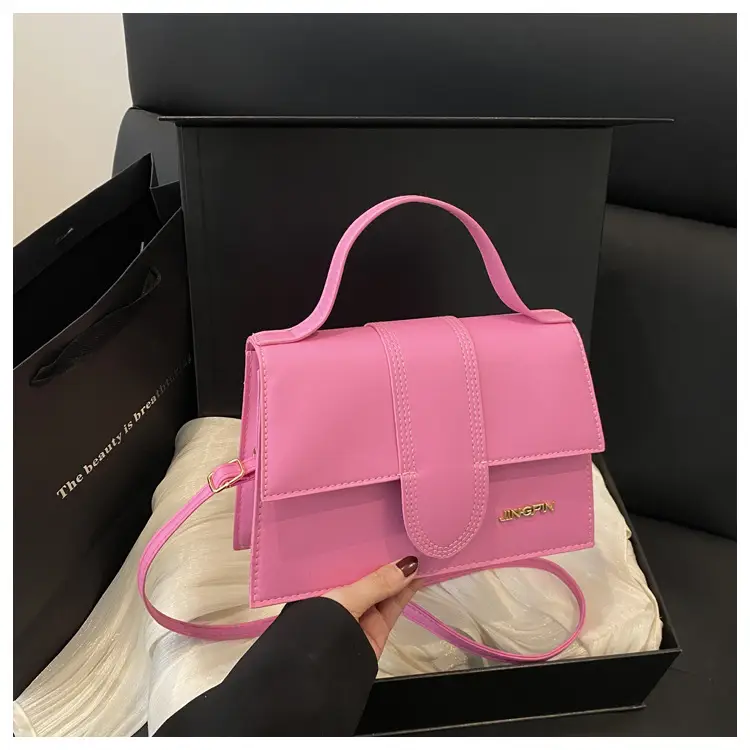 Pink Leather Crossbody Bag for Women - Image 4