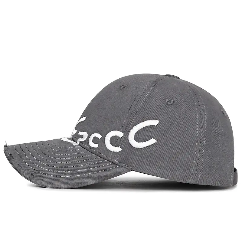 Korean Style Grey Baseball Cap for Women with Letter Embroidery