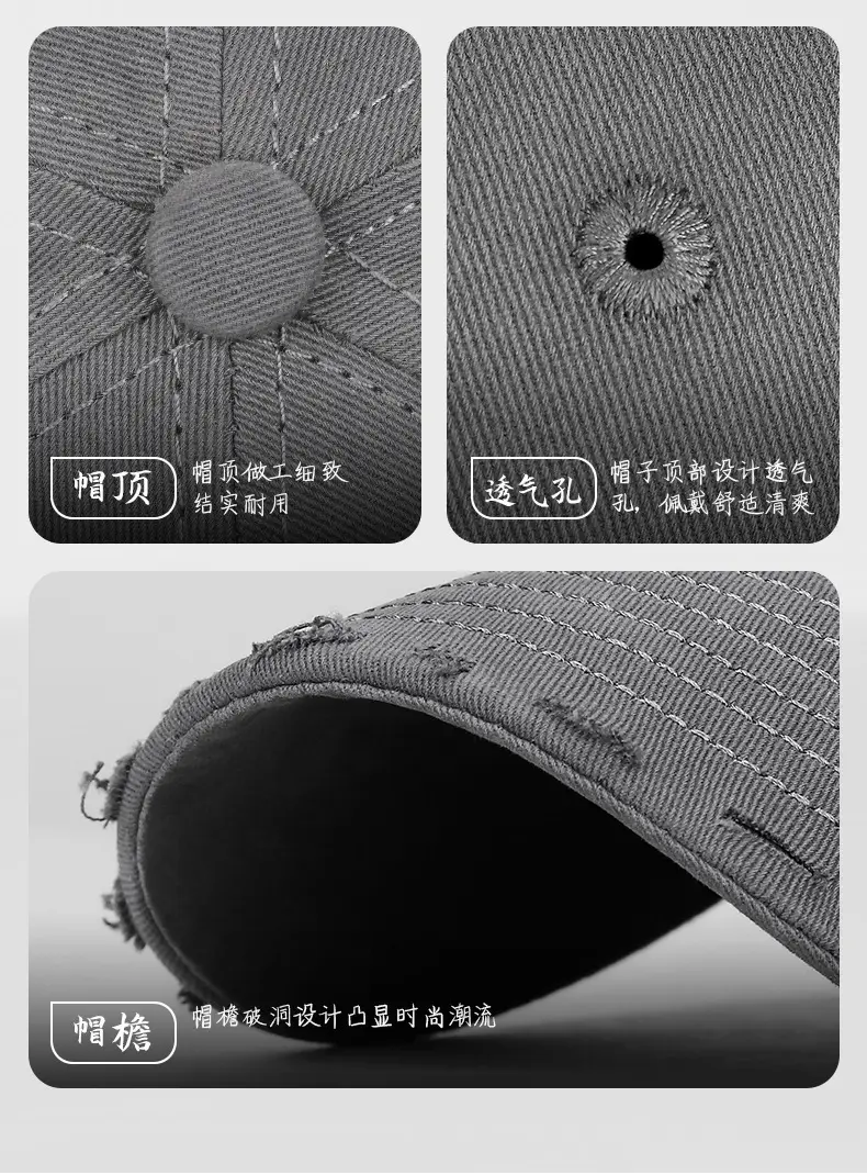 Korean Style Grey Baseball Cap for Women with Letter Embroidery — feature 6
