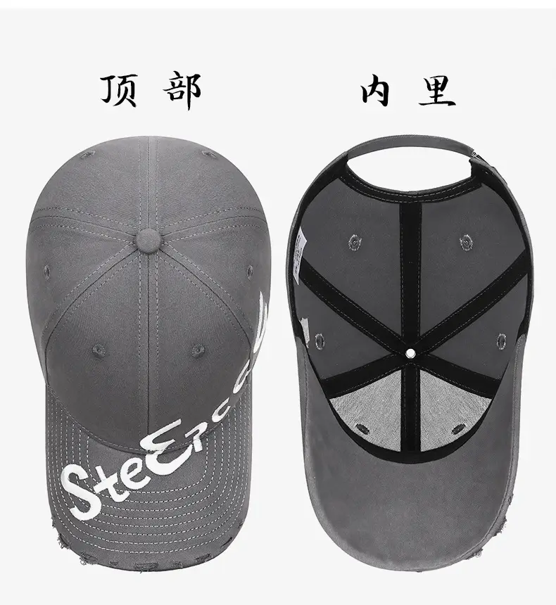 Korean Style Grey Baseball Cap for Women with Letter Embroidery — feature 9