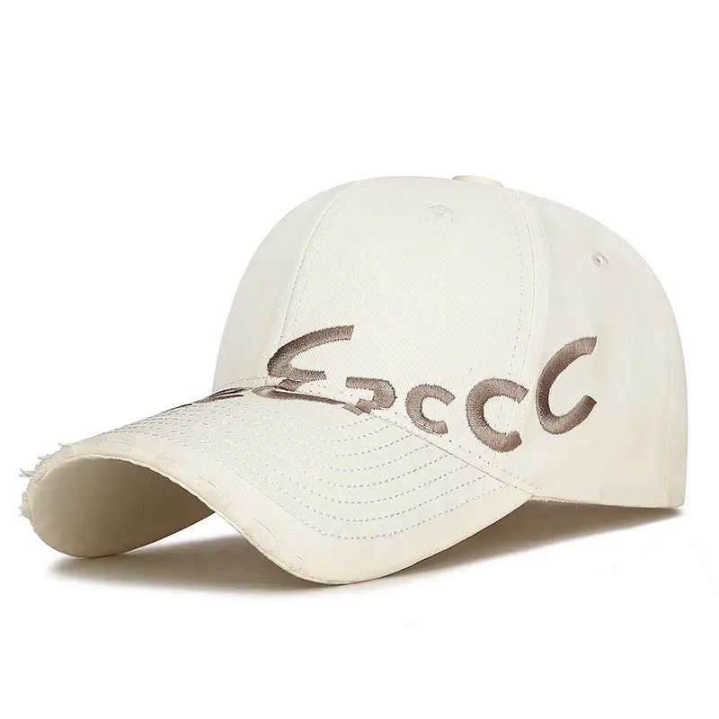 Korean Style Grey Baseball Cap for Women with Letter Embroidery