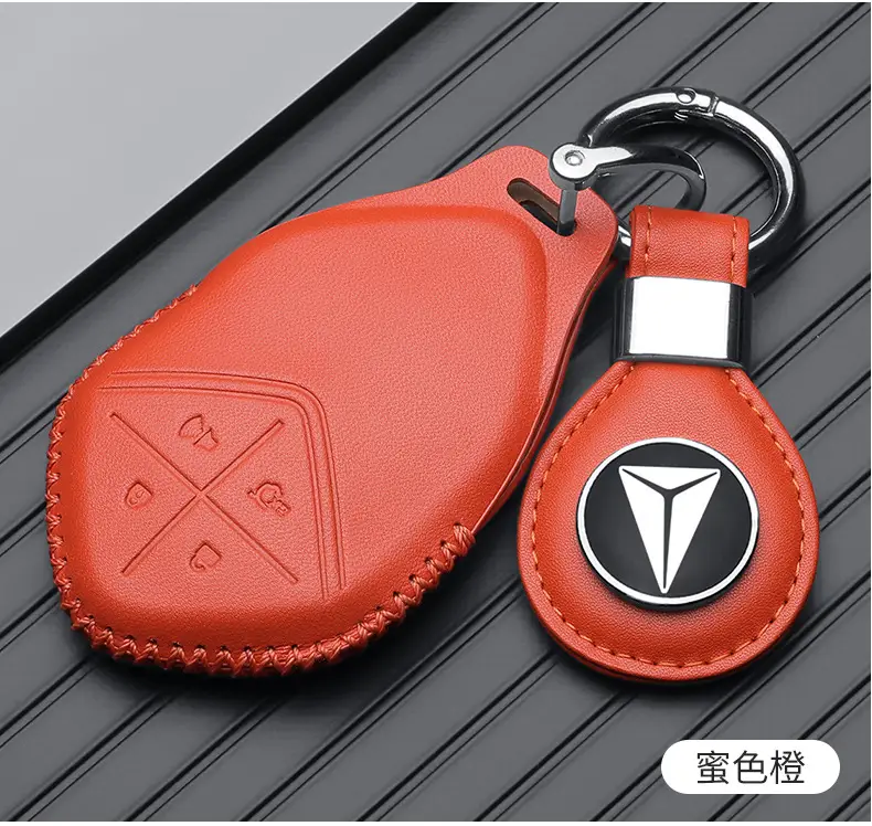 Red Leather Key Cover with Buckle for Men — feature 11