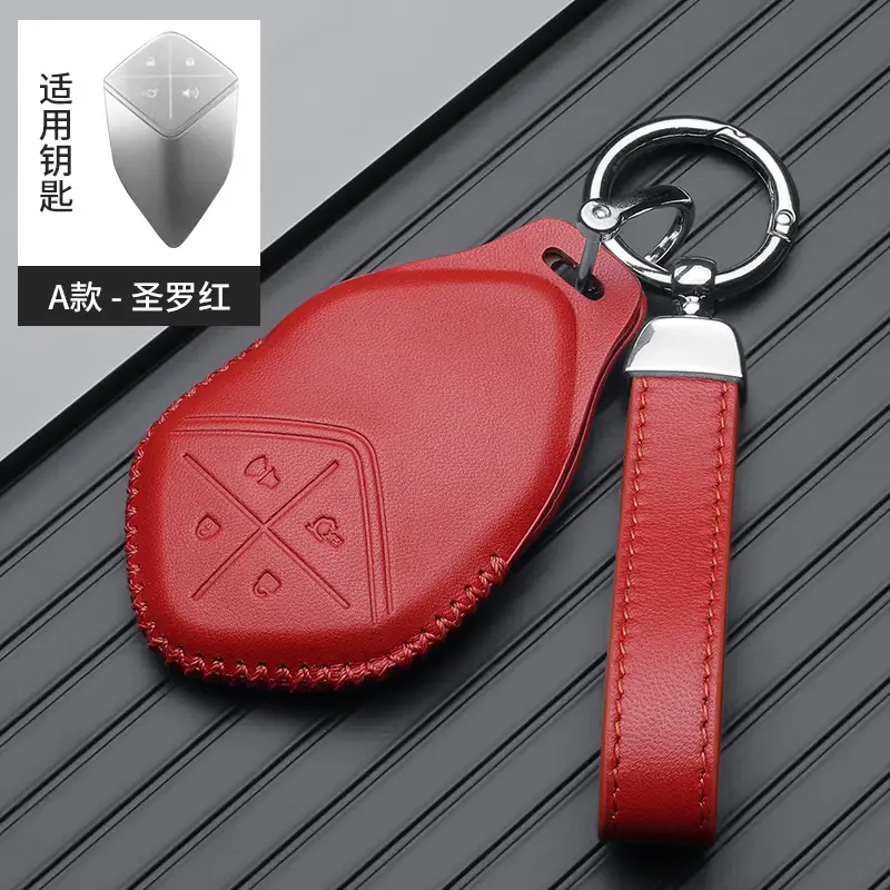 Red Leather Key Cover with Buckle for Men - Image 11