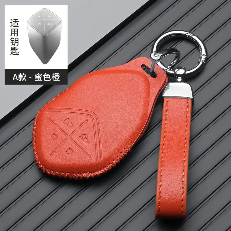 Red Leather Key Cover with Buckle for Men - Image 12