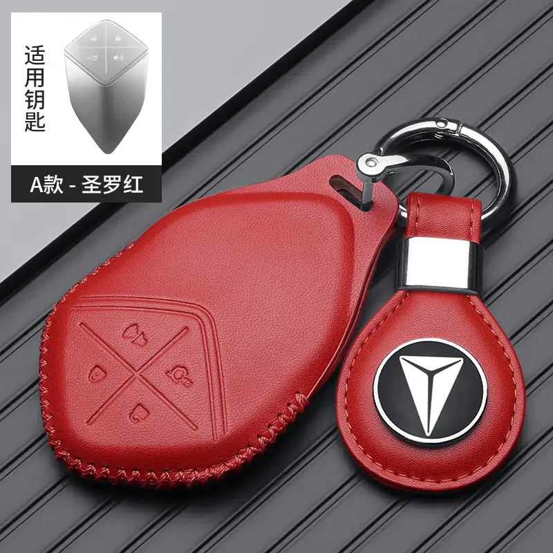 Red Leather Key Cover with Buckle for Men - Image 15
