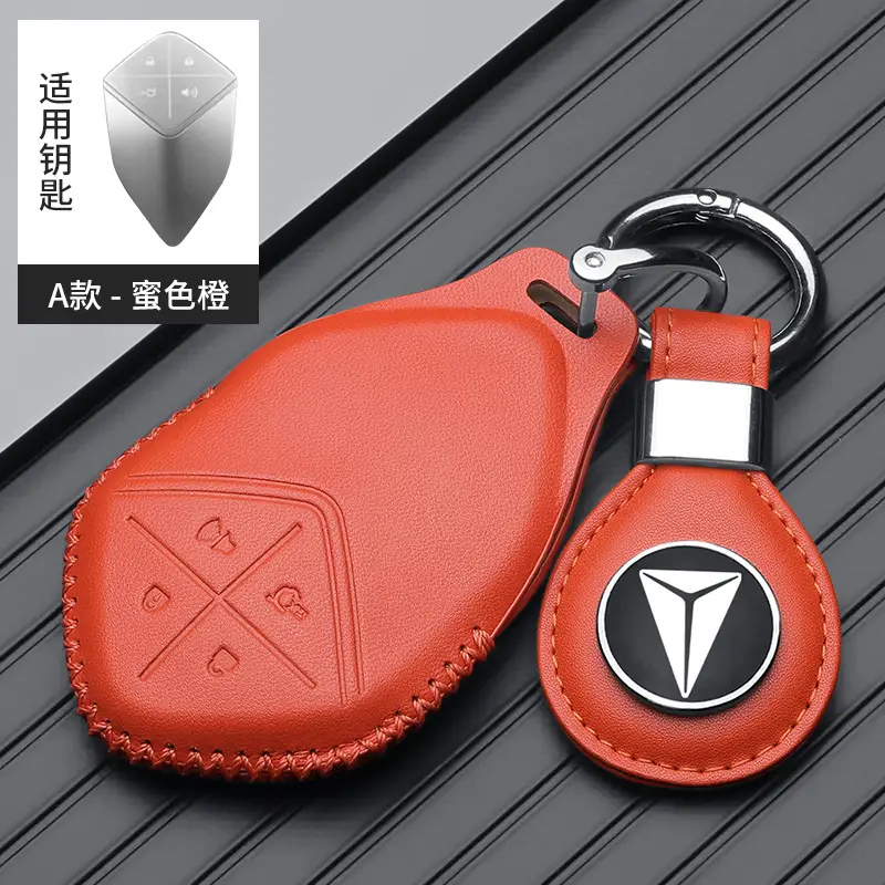 Red Leather Key Cover with Buckle for Men - Image 16
