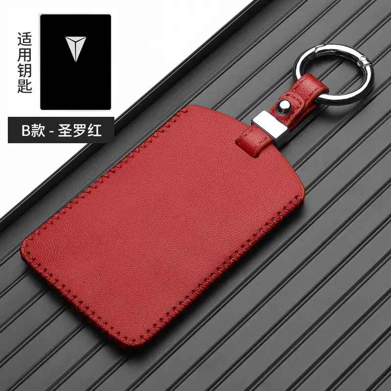 Red Leather Key Cover with Buckle for Men - Image 19