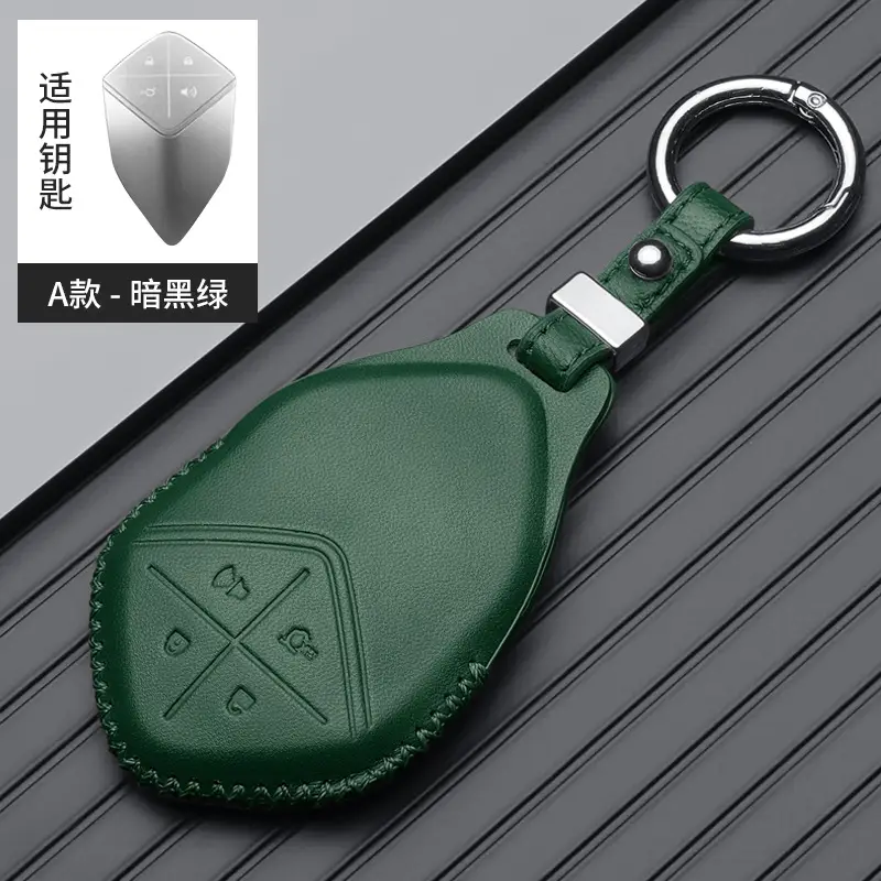 Red Leather Key Cover with Buckle for Men - Image 2