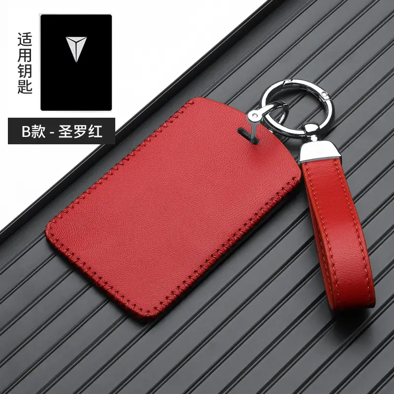 Red Leather Key Cover with Buckle for Men - Image 27