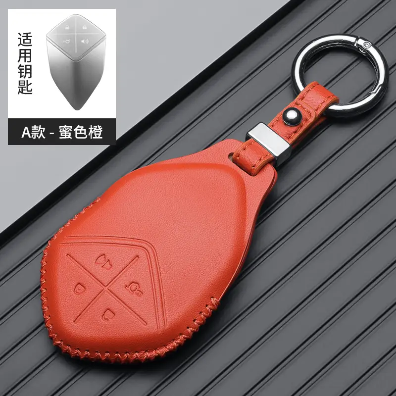 Red Leather Key Cover with Buckle for Men - Image 4