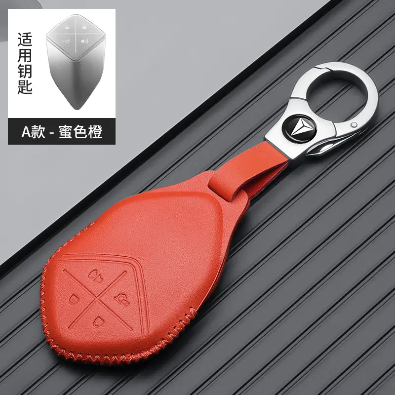 Red Leather Key Cover with Buckle for Men - Image 8
