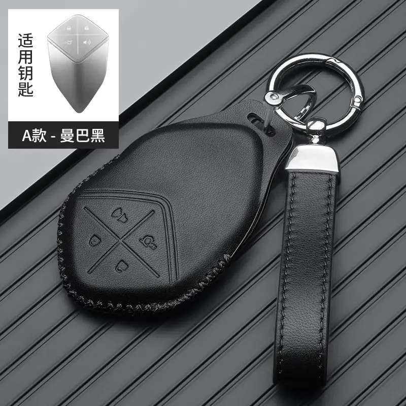 Red Leather Key Cover with Buckle for Men - Image 9