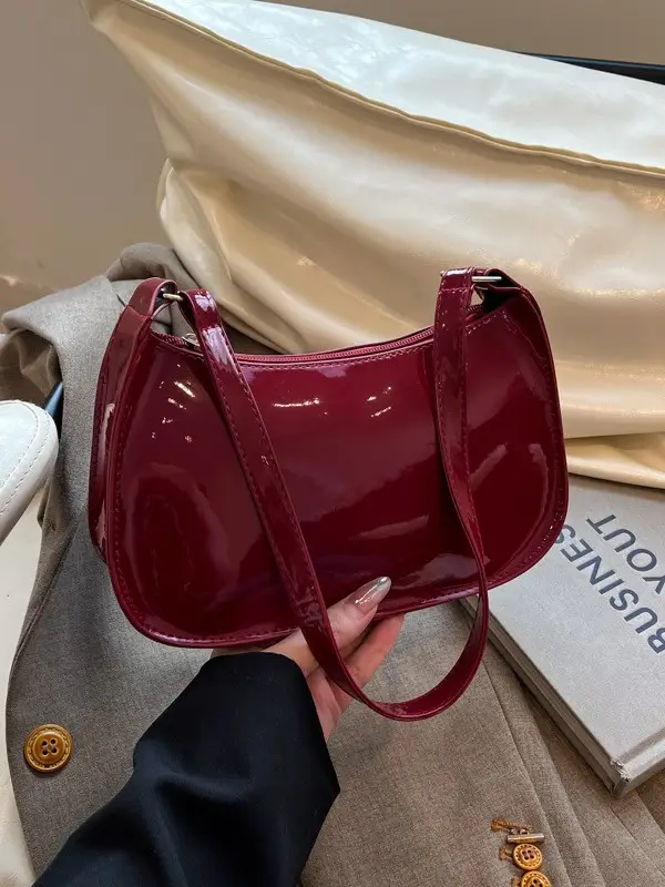 Retro Patent Leather Handheld Bag for Women - Image 6