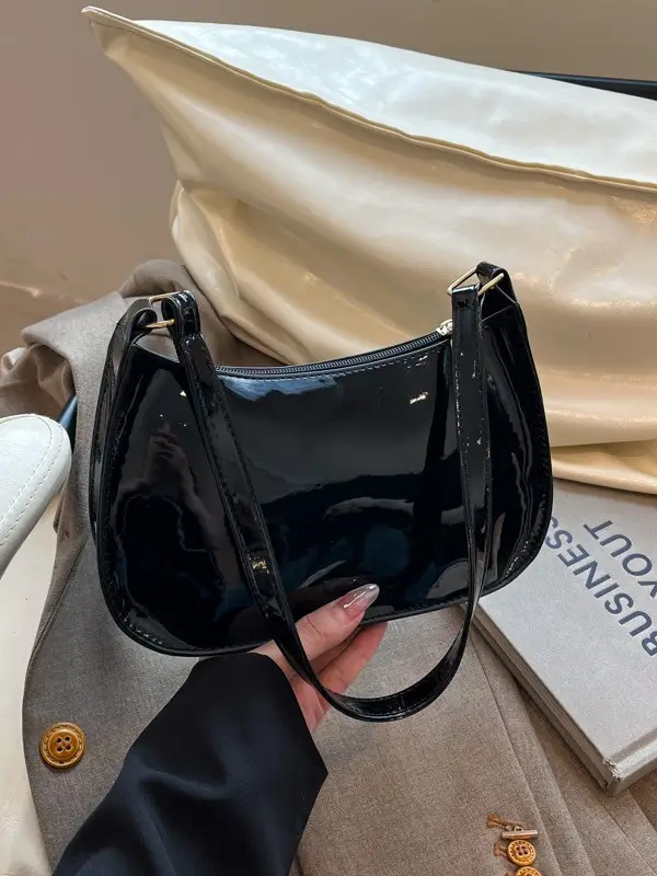 Retro Patent Leather Handheld Bag for Women - Image 10