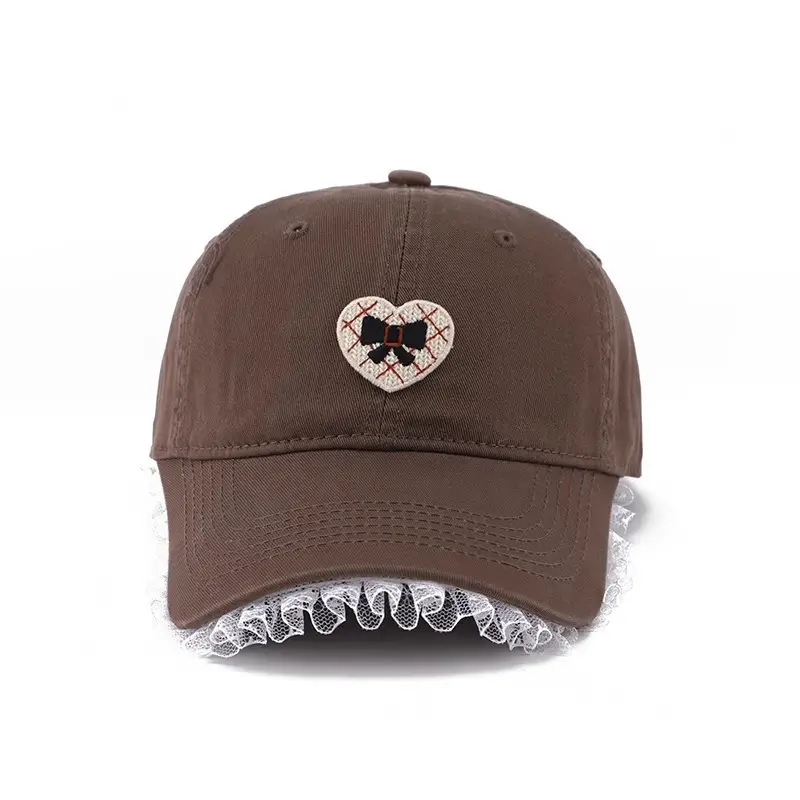 Black Heart Embroidered Girl Cap Korean Style - Image 12
