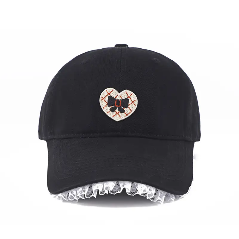 Black Heart Embroidered Girl Cap Korean Style — feature 11