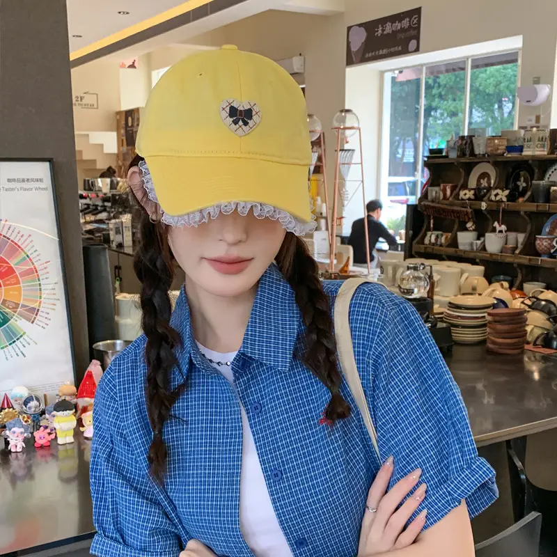 Black Heart Embroidered Girl Cap Korean Style — feature 4