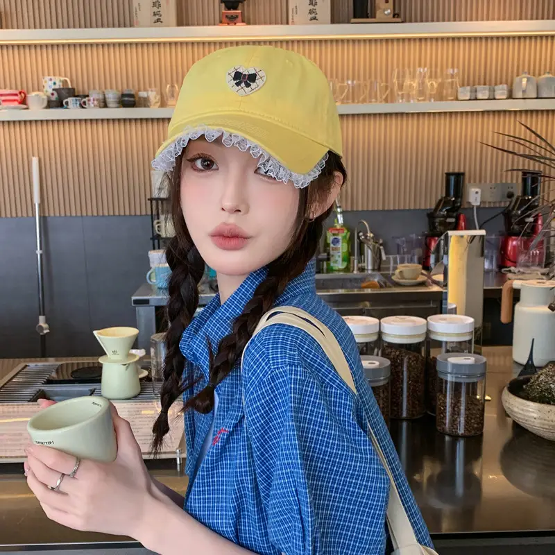 Black Heart Embroidered Girl Cap Korean Style — feature 5