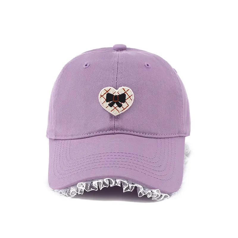 Black Heart Embroidered Girl Cap Korean Style - Image 6