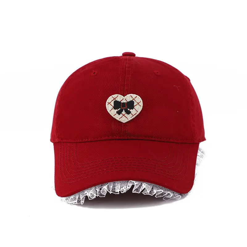 Black Heart Embroidered Girl Cap Korean Style - Image 7