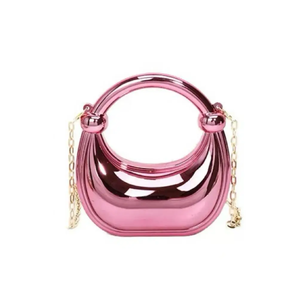 Pink Laser Dumpling Bag with Chain Shoulder Crossbody — feature 14