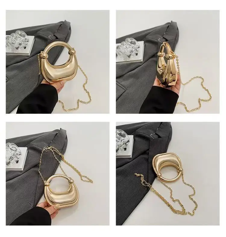 Pink Laser Dumpling Bag with Chain Shoulder Crossbody — feature 3