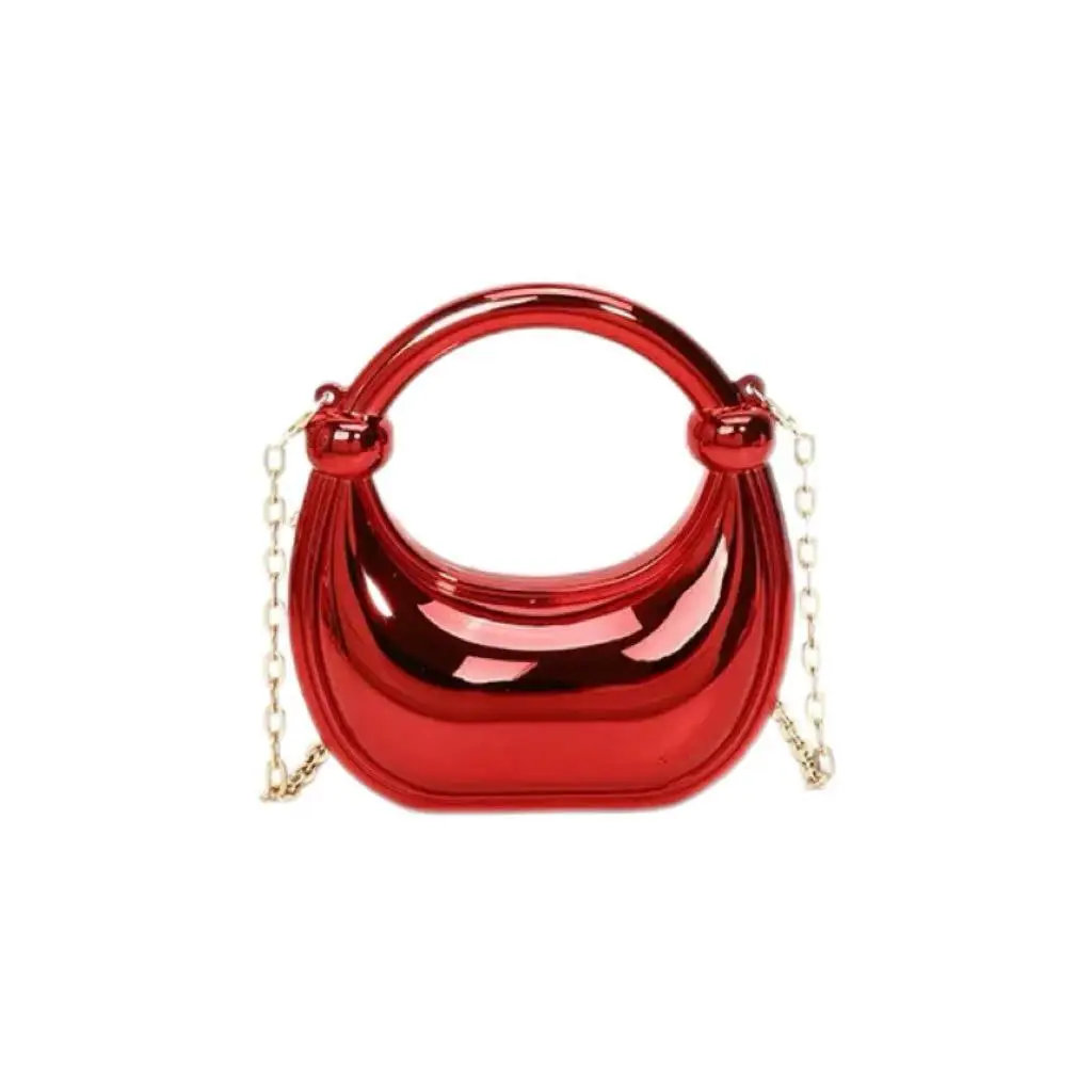 Pink Laser Dumpling Bag with Chain Shoulder Crossbody