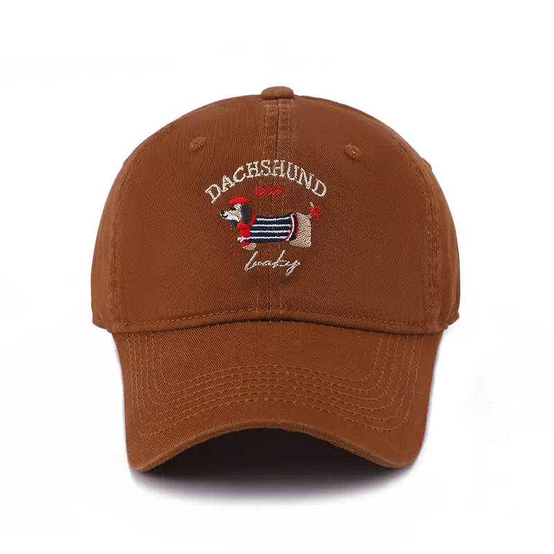 Dachshund Embroidered Baseball Cap Brown Women — feature 18