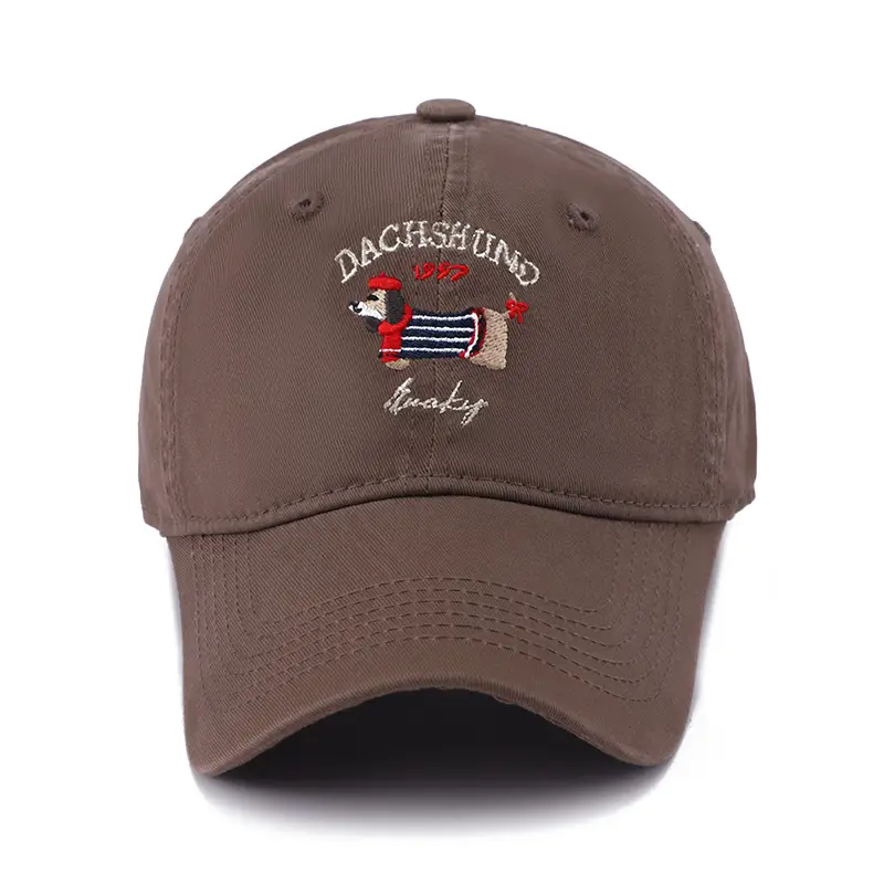 Dachshund Embroidered Baseball Cap Brown Women — feature 20